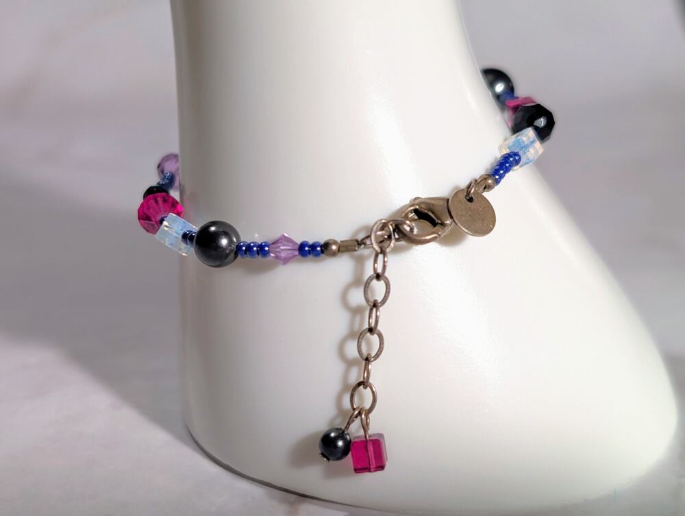Signed EMILY RAY Crystal And 925 Sterling Silver Bracelet 6.5"-7.5"